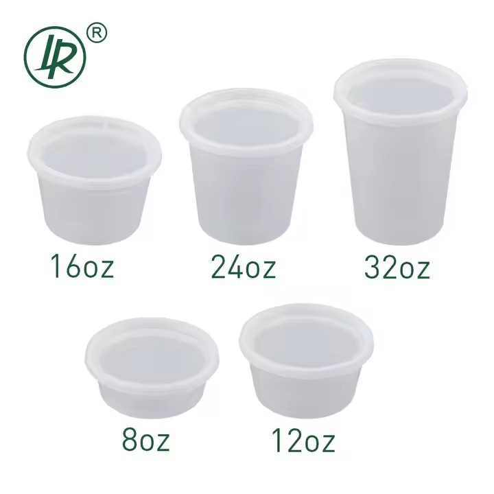 Warehouse 12OZ Round Plastic Soup Packing Bowl Clear PP Soup Take Away Microwavable Deli Containers With PE Lid